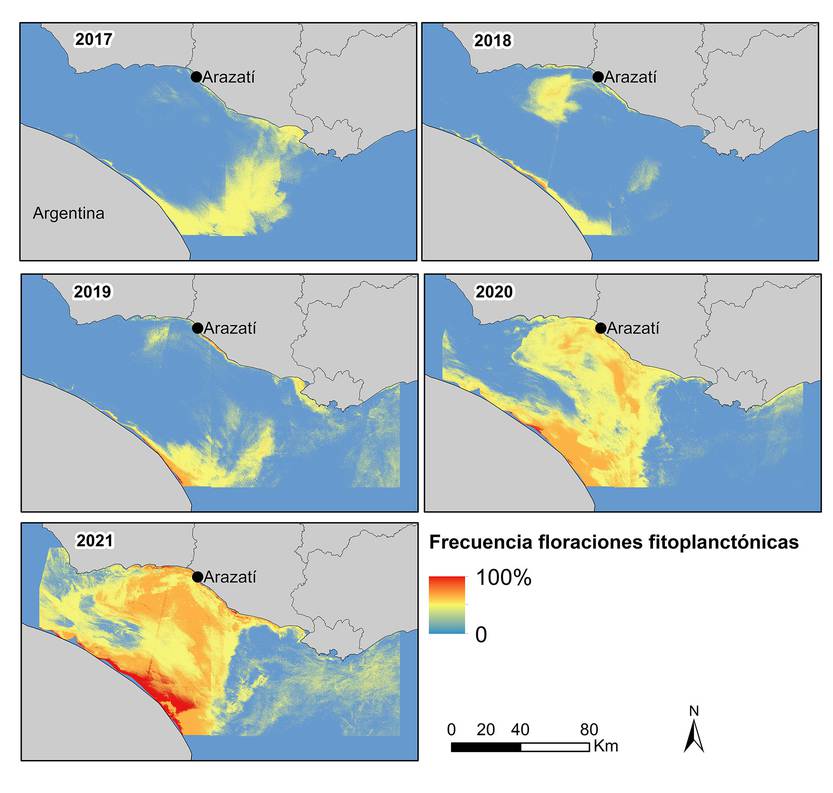 Frecuencia anualde  floraciones fitoplanctónicas