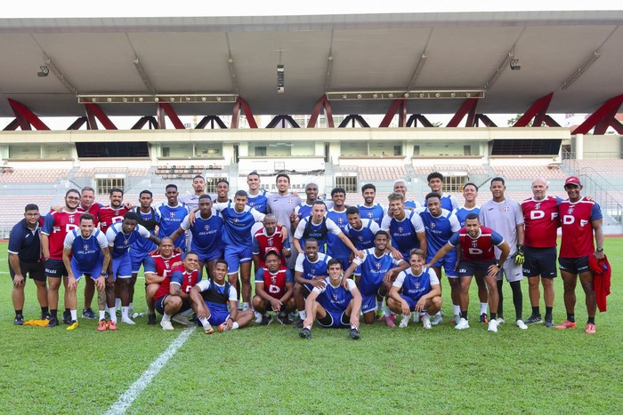 El plantel de República Dominicana durante un entrenamiento. Foto: @sedofutbol