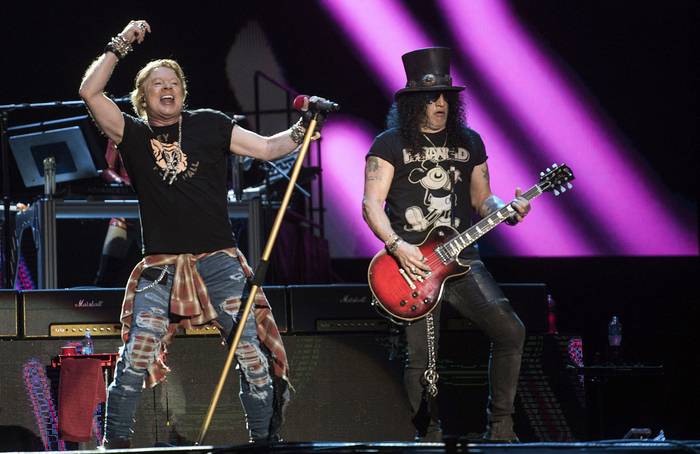 Axl Rose y Slash, de la banda Guns N´ Roses, en la Ciudad de México, el 14 de marzo de 2020. · Foto: Alejandro Meléndez, AFP