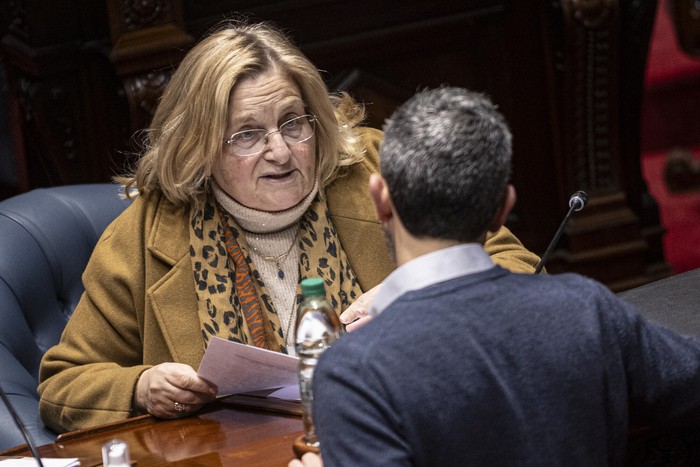 Graciela Bianchi y Daniel Caggiani, el 30 de junio, en el parlamento. Foto:Ernesto Ryan