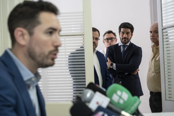 Diego Sanjurjo, Felipe Schipani, Leonardo Viñas, Andrés Ojeda y Ariel Amen, el 2 de febrero, en el Partido Colorado. · Foto: María Vivanco