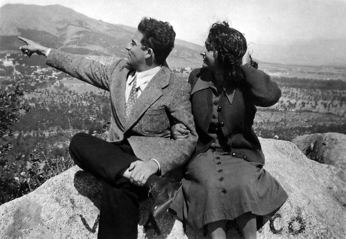 José Pedro Díaz y Amanda Berenguer en España, en 1950. 
Foto: Gentileza del archivo Díaz-Berenguer