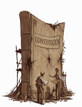Foto principal del artículo 'La Constitución no se toca ni se cumple' · Ilustración: Federico Murro