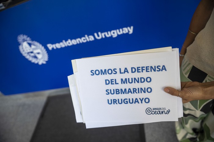 Agrupación Amigos del Océano, el 14 de noviembre, en la Torre Ejecutiva. · Foto: Gianni Schiaffarino