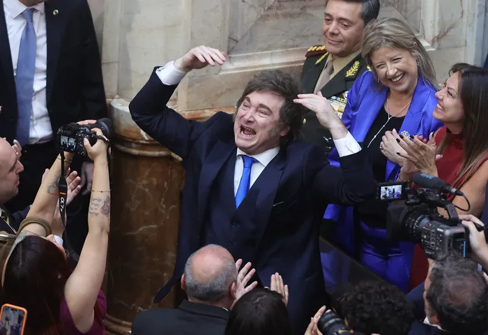 Javier Milei, a su llegada al Congreso, el 1 de marzo, durante la inauguración de la 144.ª sesión ordinaria del Congreso en Buenos Aires. · Foto: Alejandro Pagani, AFP.