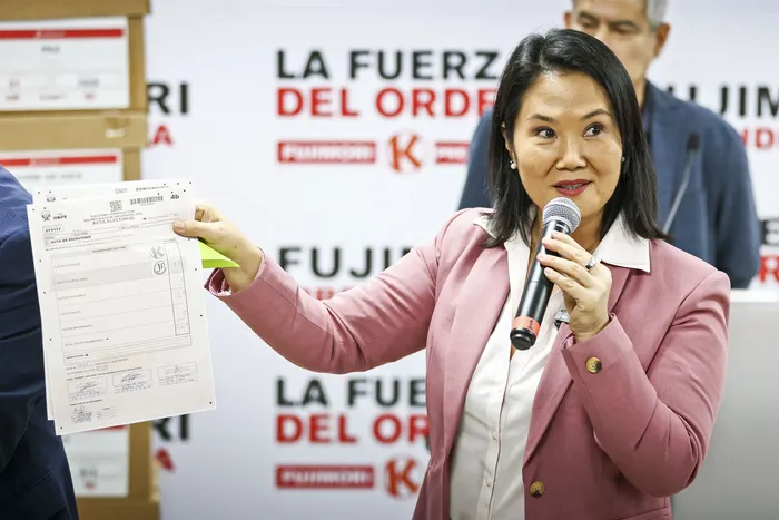Keiko Fujimori, el 24 de junio, en su sede de campaña en el distrito de San Borja, Lima. · Foto: Connie France, AFP