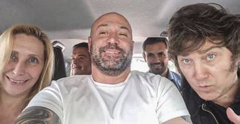 Karina Milei, Diego Spagnuolo y Javier Milei. · Foto: X