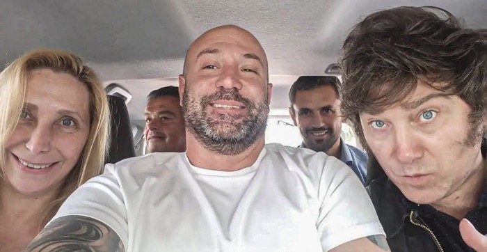 Karina Milei, Diego Spagnuolo y Javier Milei. · Foto: x