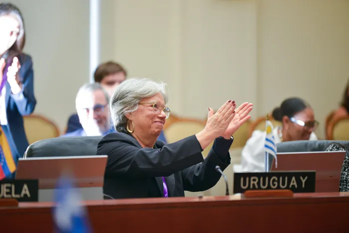 Mónica Xavier, el 29 de mayo, en la Asamblea de Delegadas de la Comisión Interamericana de Mujeres de la Organización de los Estados Americanos.
Foto: OEA
