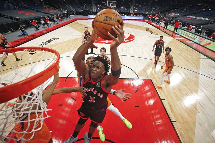 Partido entre los Toronto Raptors y los Phoenix Suns, el 26 de marzo de 2021, en Amalie Arena en Tampa, Florida. Foto: Scott Audette, NBAE, Getty Images, AFP