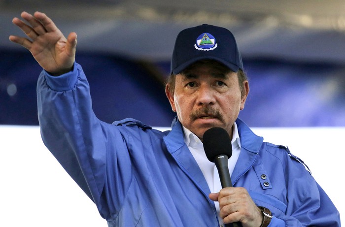 Daniel Ortega, durante la conmemoración del 51 aniversario de la campaña guerrillera Pancasana, en
Managua (archivo, agosto de 2018). · Foto: Inti Ocon, AFP