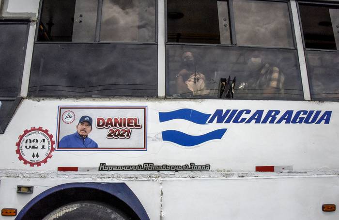 Ómnibus en Managua, capital de Nicaragua, el 22 de junio de 2021. · Foto: Inti Ocon, AFP