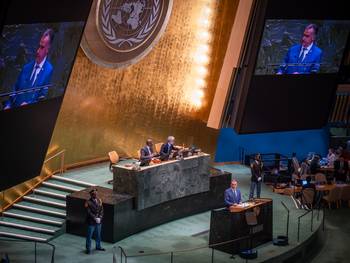 Yamandú Orsi, el 23 de setiembre, en la Asamblea General de la ONU, en Nueva York. · Foto: Martín Pérez, Presidencia