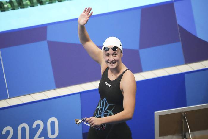 Nicole Frank, durante su participación en los 200 metros combinados, en los Juegos Olímpicos Tokio 2020. · Foto: Facundo Castro