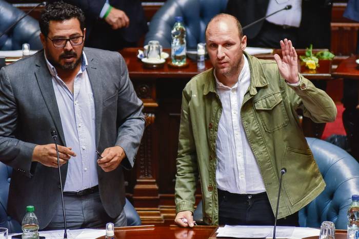 Alejandro Sánchez y Sebastián Sabini, en la Cámara de Senadores (archivo, marzo de 2022). · Foto: Federico Gutiérrez