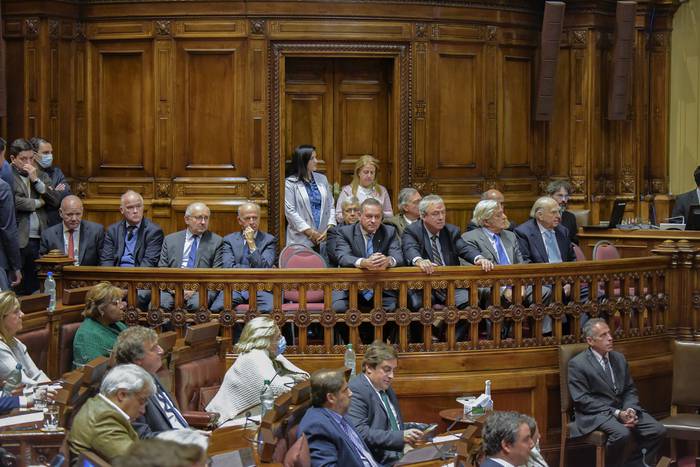 Homenaje de la Asamblea General a Jorge Larrañaga en la Cámara de Representantes del Palacio Legislativo, en Montevideo (17.05.2022). Foto: Departamento de Fotografía del Parlamento del Uruguay.
