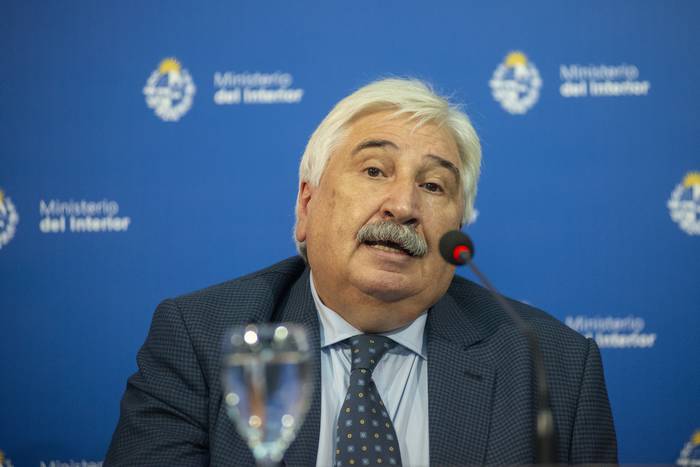 Juan Gómez, durante una conferencia de prensa en el Ministerio del Interior (archivo, enero de 2022). · Foto: Alessandro Maradei