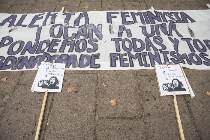 Alerta Feminista, en Montevideo (archivo, enero de 2022). · Foto: Natalia Rovira