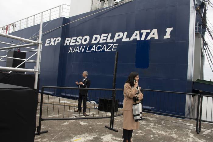 Inauguración del Barco Expreso del Plata I, en el puerto de Juan Lacaze (archivo, mayo de 2022). · Foto: Ignacio Dotti