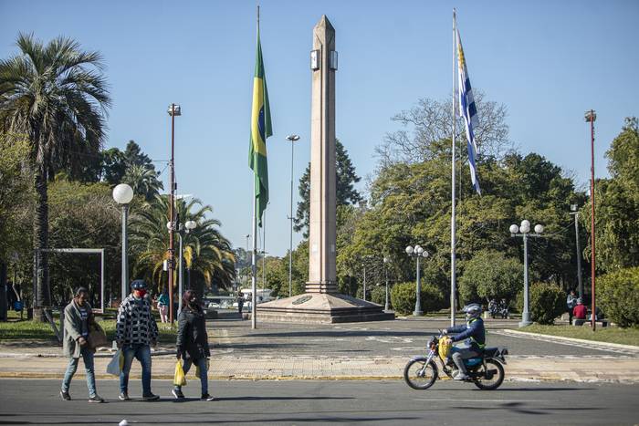 Plaza Internacional en la frontera Rivera - Santana Do Livramento (archivo, julio de 2022). · Foto: Ernesto Ryan