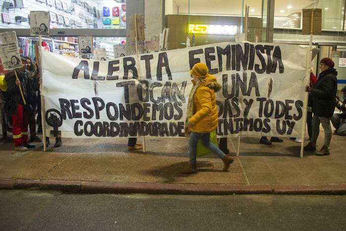 Alerta Feminista en el Centro de Montevideo (archivo, agosto de 2022). · Foto: Alessandro Maradei
