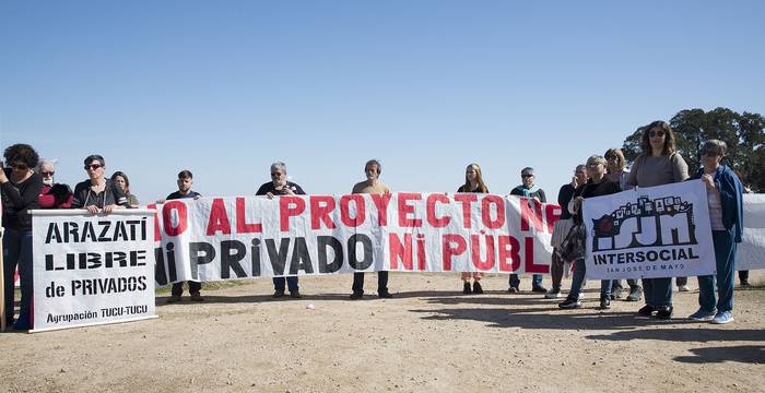 Actividad en contra del proyecto Neptuno y de la privatización de la gestión de aguas (archivo, agosto de 2022). · Foto: Mara Quintero