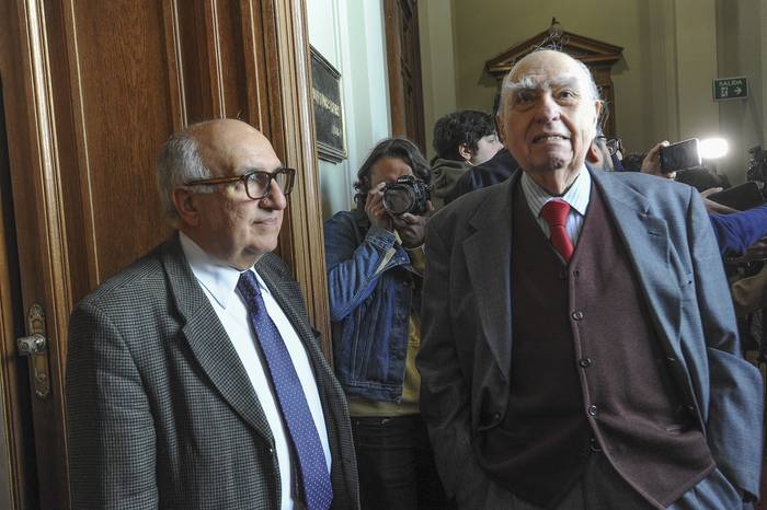 Guillermo Domenech y Julio María Sanguinetti en el Palacio Legislativo. (archivo, setiembre de 2022) · Foto: Federico Gutiérrez