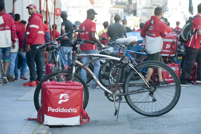 Movilización de trabajadores de Pedidos Ya en la dinatra (archivo, 2019) · Foto: Federico Gutiérrez