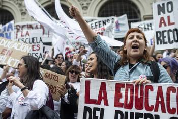 Movilización de gremios de la educación (archivo, octubre de 2022). · Foto: Ernesto Ryan