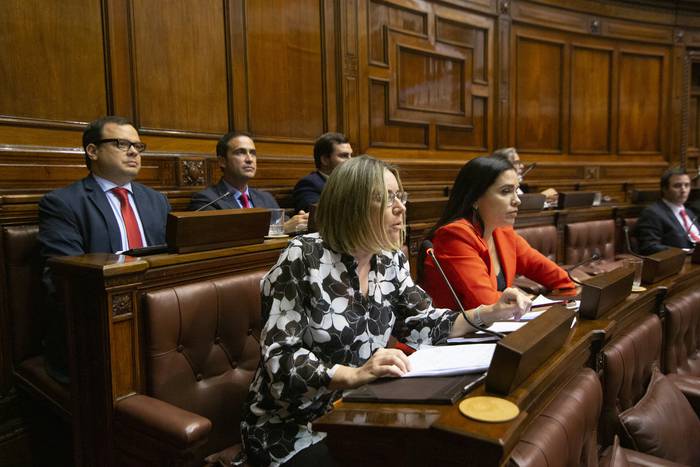 Nibia Reisch (C), durante una sesión de la Cámara de Diputados (archivo, febrero de 2020). · Foto: Ernesto Ryan