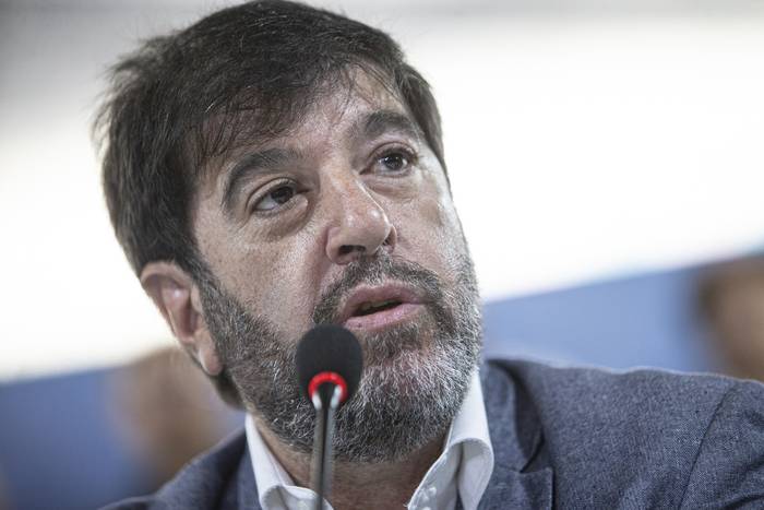 Fernando Pereira, durante una conferencia de prensa en la Huella de Seregni, en Montevideo (archivo, noviembre de 2022). · Foto: .