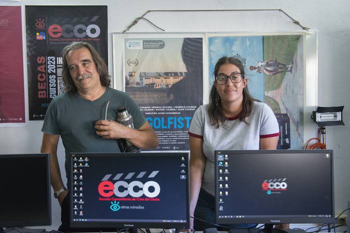 Daniel Fernández y Patricia Acosta, coordinadores de ECCO ( Escuela Comunitaria de Cine del Oeste)        (archivo, 17 de enero de  2023). · Foto: Alessandro Maradei