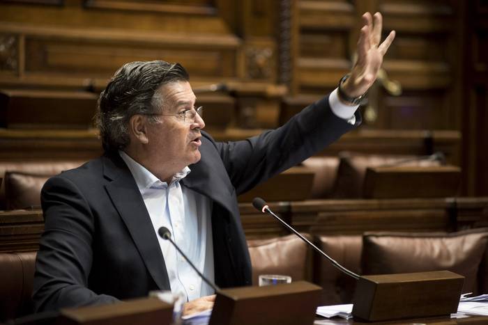 Pedro Bordaberry, durante una sesión de la Comisión Permanente del Poder Legislativo (archivo, febrero de 2019). · Foto: Federico Gutiérrez