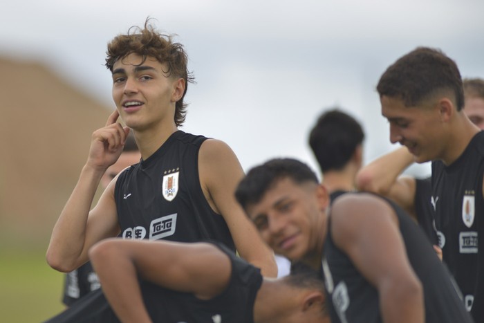 Alfonso Montero, durante un entrenamiento en el complejo Uruguay Celeste. (archivo, marzo de 2023) · Foto: Alessandro Maradei