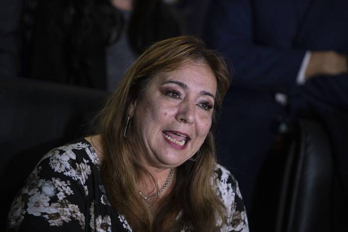 Irene Moreira, el viernes 5 de mayo durante la declaración a la prensa que realizó en la sede del Ministerio de Vivienda. · Foto: Camilo dos Santos