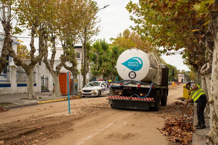 Obras de saneamiento en la ciudad de Juan Lacaze, Colonia (archivo, junio de 2023). · Foto: Ignacio Dotti