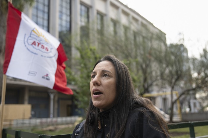 Karina Sosa durante una movilización de ATSS. · Foto: Mara Quintero