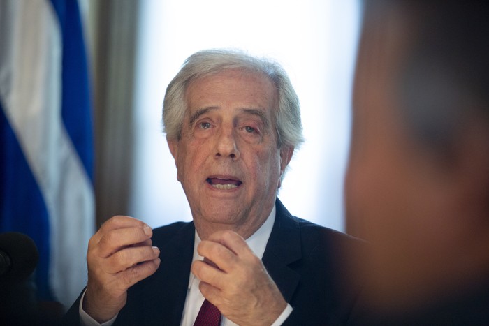 Tabaré Vázquez durante una conferencia de prensa (archivo, diciembre de 2019). · Foto: Ernesto Ryan
