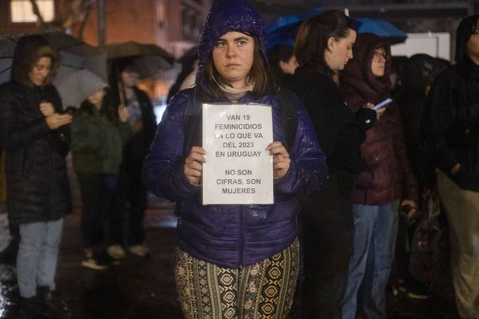 Alerta Feminista en el Centro de Montevideo (archivo, agosto de 2023). · Foto: Alessandro Maradei