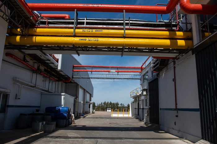 Frigorífico Rondatel, sin actividad laboral en su planta, en Rosario, Colonia (archivo, agosto de 2023). · Foto: Ignacio Dotti