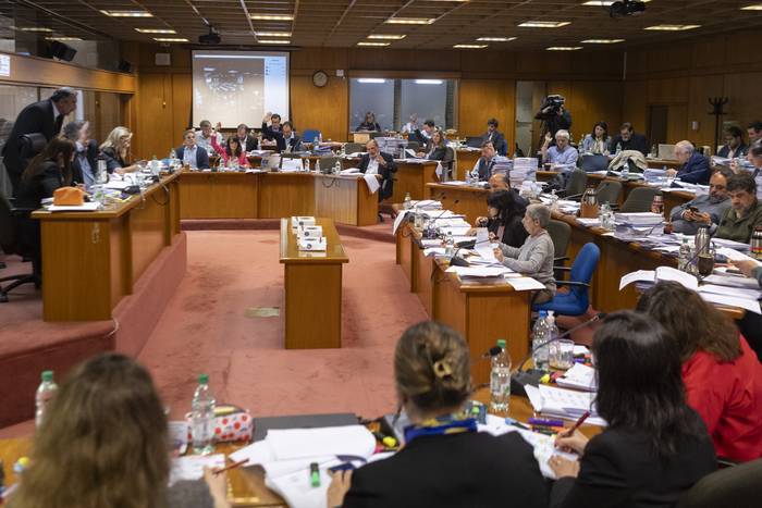Senadores durante el tratamiento de la Rendición de Cuentas en comisión. · Foto: Ernesto Ryan