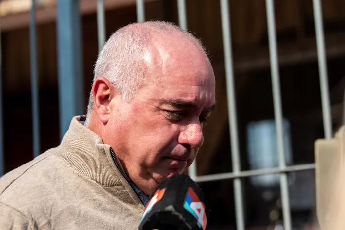 El edil del Partido Nacional, Héctor Curutchet, al llegar al Juzgado de Rosario (archivo, setiembre de 2023) · Foto: Ignacio Dotti