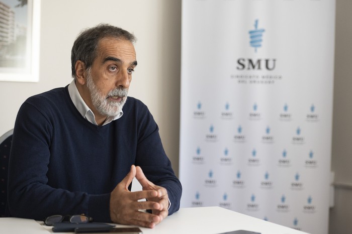 José Minarrieta, presidente del Sindicato Médico del Uruguay (archivo, octubre de 2023). · Foto: Alessandro Maradei