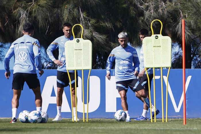 Entrenamiento de la selección uruguaya en el Complejo Celeste. · Foto: Ernesto Ryan