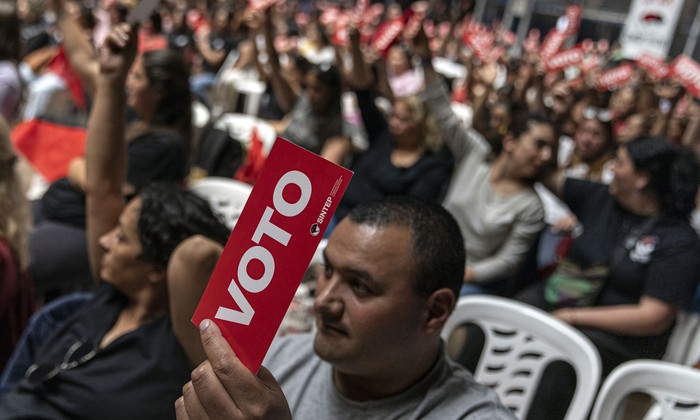 Asamblea del Sintep (archivo, noviembre de 2023). · Foto: Ernesto Ryan