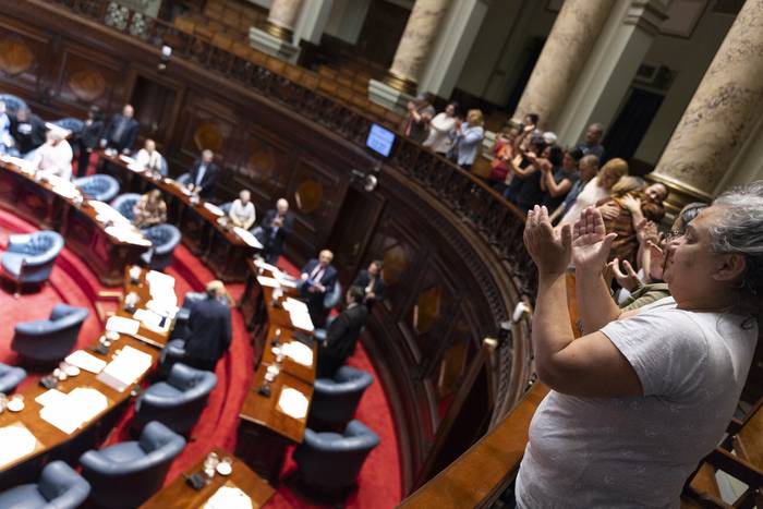 Votación de subsidios económicos a ex trabajadores de Casa de Galicia, el 14 de noviembre, en la Cámara de Senadores.