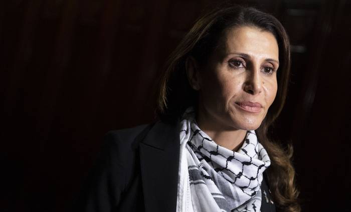 Nadia Rasheed, embajadora de Palestina, en el Parlamento (15.11.2023). · Foto: Camilo dos Santos
