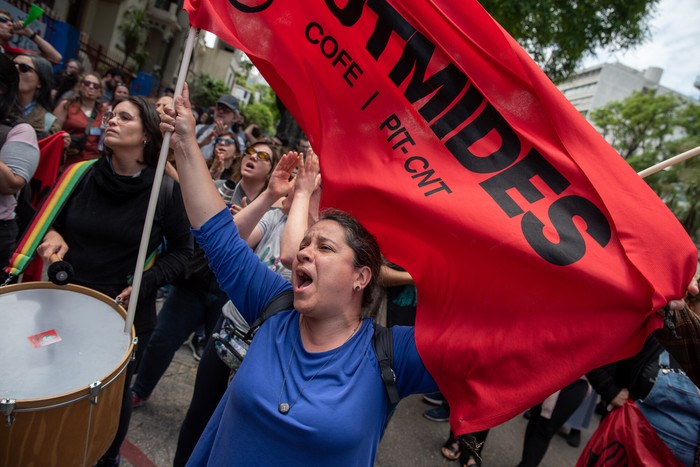 Manifestación de trabajadores del Mides (archivo, diciembre de 2023). · Foto: Martín Varela Umpiérrez