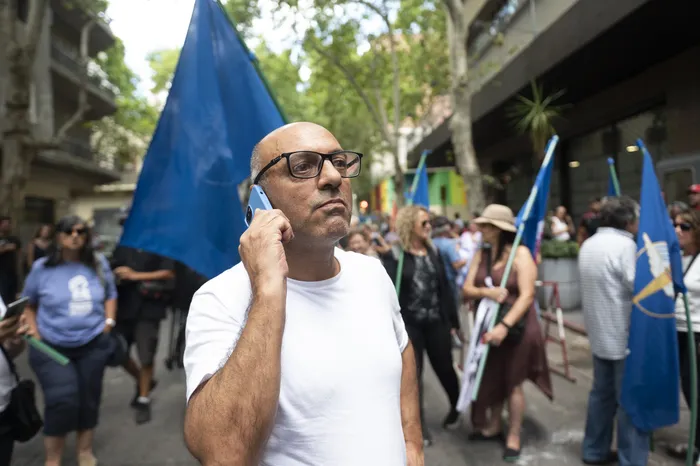 Marcelo Abdala, durante una movilización del PIT-CNT (archivo, enero de 2024). · Foto: Alessandro Maradei