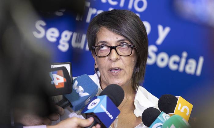 Marina Morelli, abogada de Marea Frenteamplista, en el Ministerio de Trabajo y Seguridad Social (30.01.2024). · Foto: Camilo dos Santos